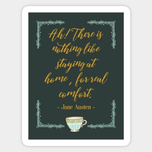 Stay at Home Jane Austen Blue Teacup Sticker